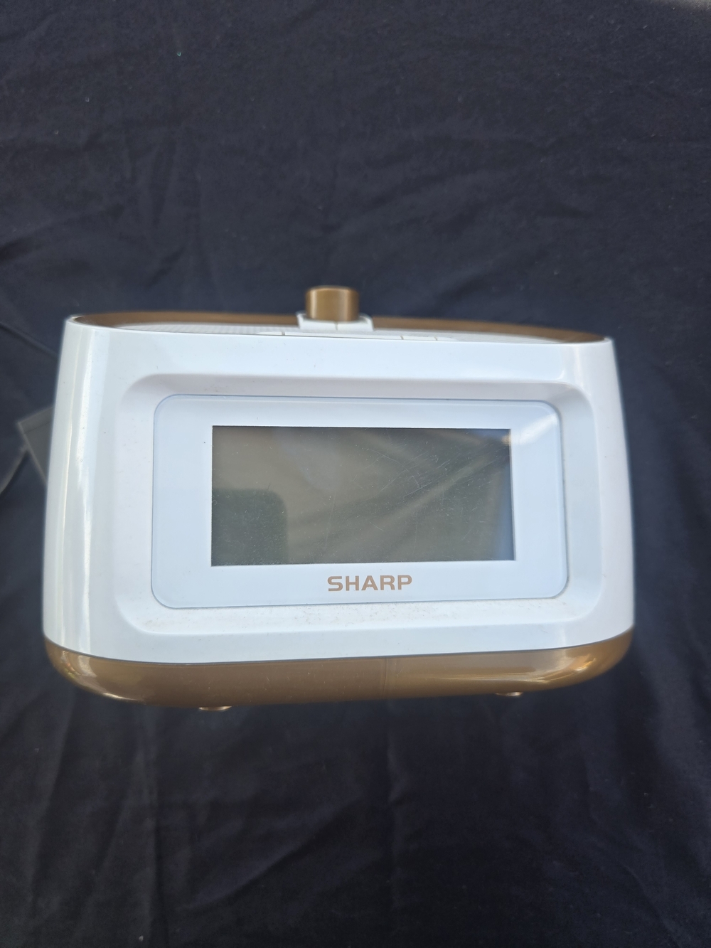 SHARP White and Gold Digital Alarm Clock with LCD Display